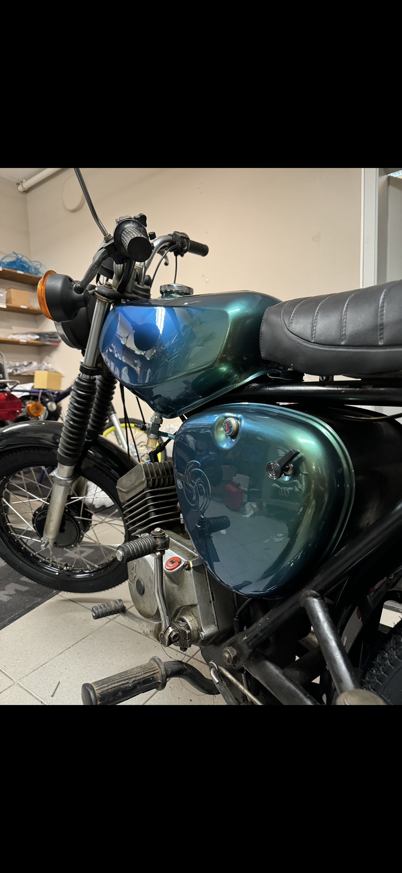 Tankset passend Simson S51 S50 Pulverbeschichtet Flip Flop Blau Grün