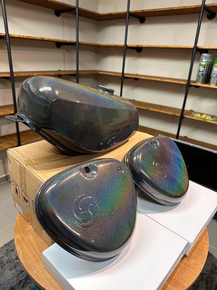 Tankset passend Simson S51 S50 Pulverbeschichtet Rainbow Glitzer