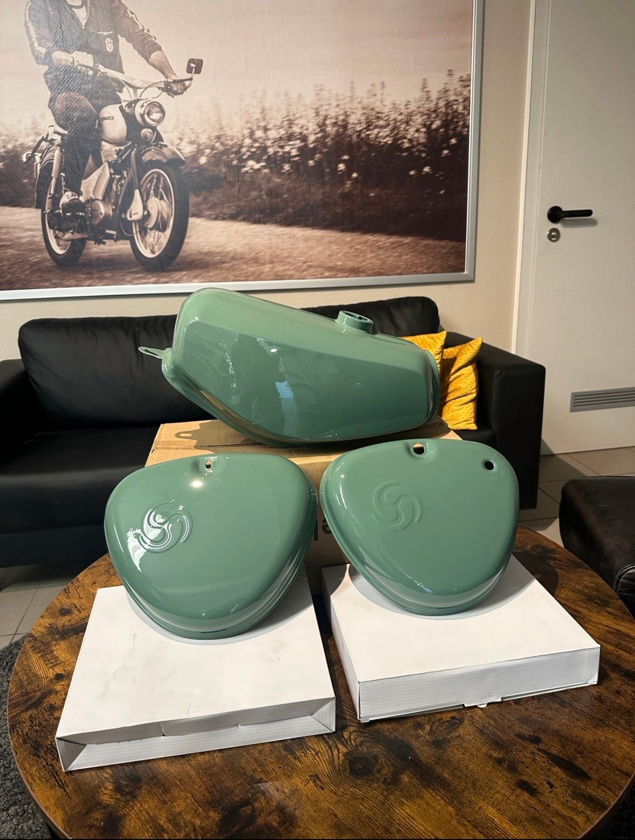 Tankset passend Simson S51 S50 Pulverbeschichtet Grau Grün